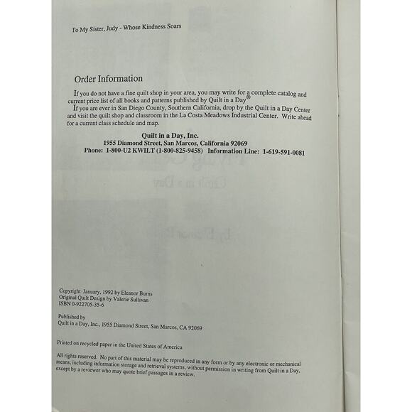 Eleanor Burns Flying Geese Quilt In A Day Pattern Series Paperback Booklet - Picture 3 of 3